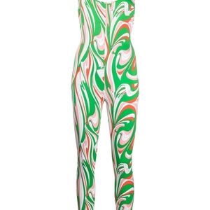 Emilio Pucci Green and Orange Swirl Jumpsuit